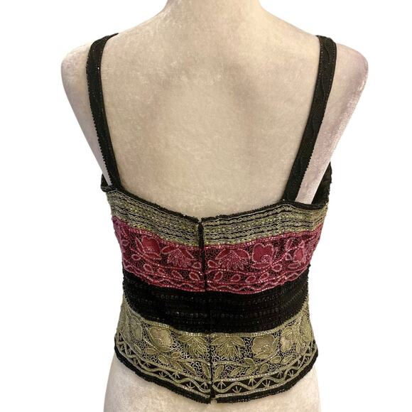 Vintage beaded embroidered silk camisole, Laurence Kazar design evening top - Picture 3 of 10
